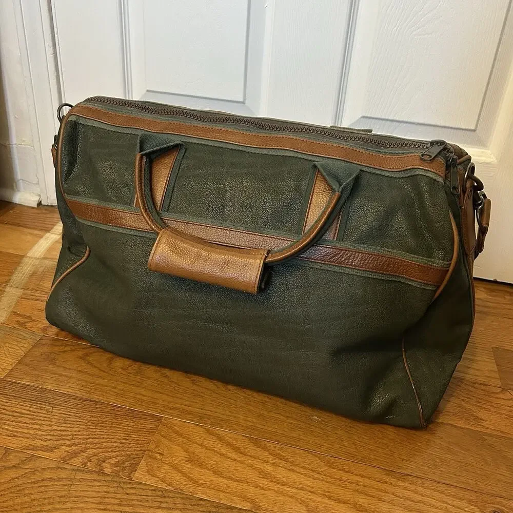 Vintage Boston Traders 100% Leather Pebbled Duffel Shoulder Crossbody Bag